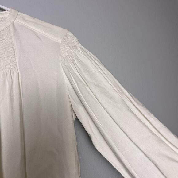 NWT Rebecca Taylor Long Sleeve Twill Blouse Sz S White - Picture 10 of 16
